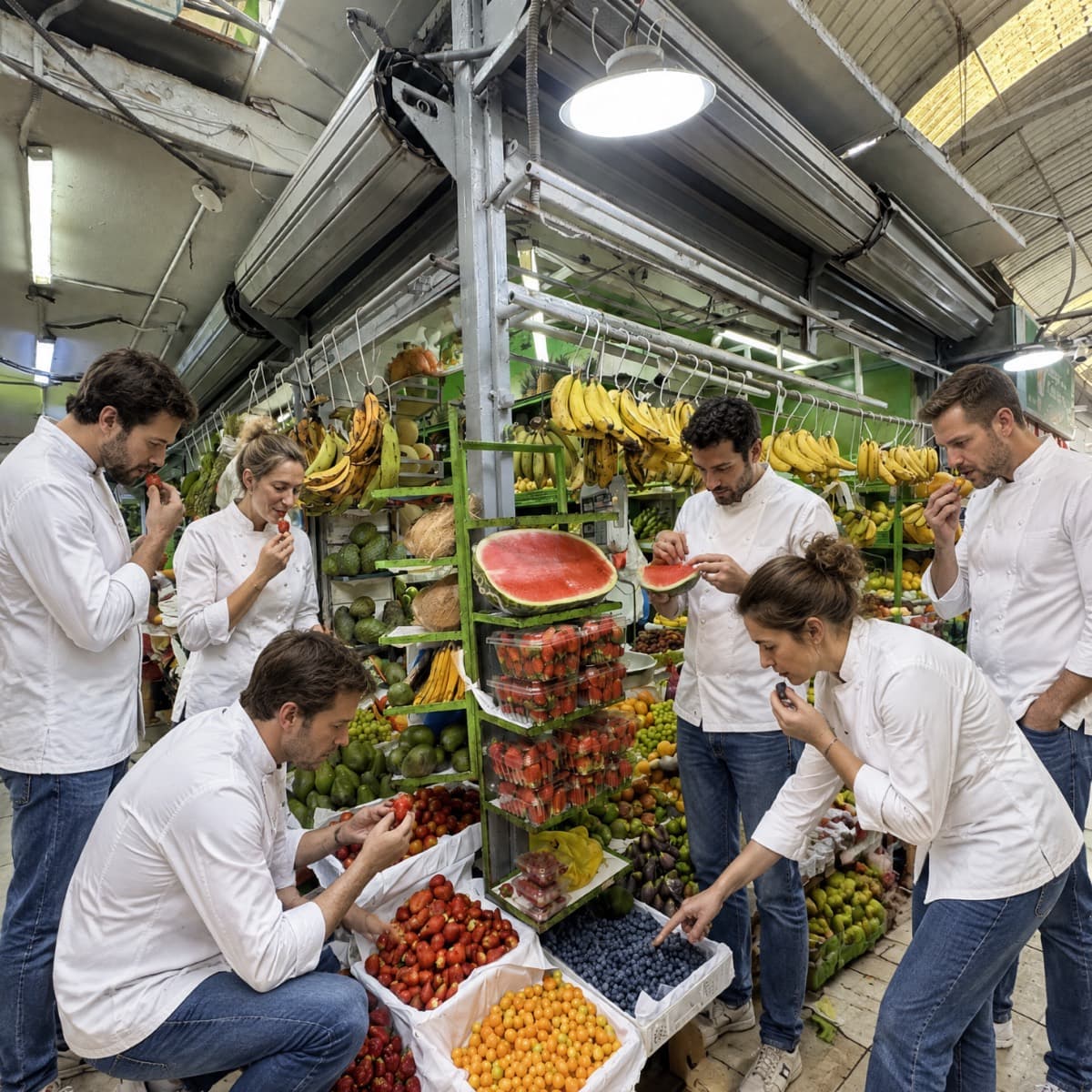 Chefs exploring the market